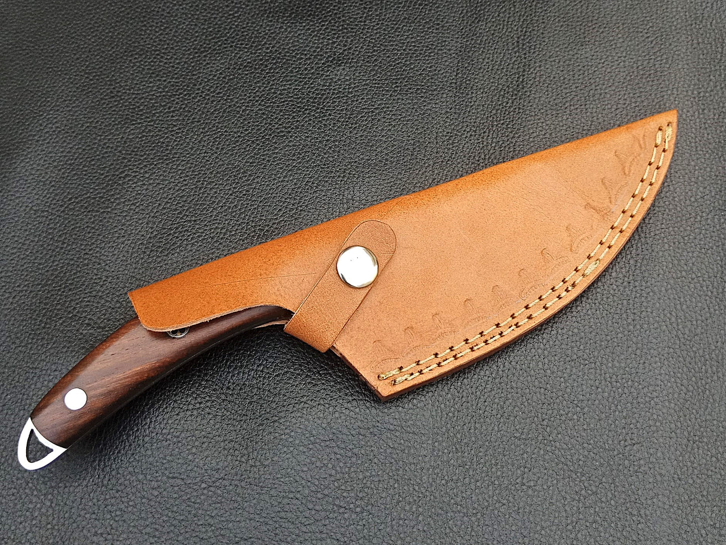 SA-1402 DAMASCUS STEEL SKINING KNIFE- DAMASCUS STEEL BOLSTERS