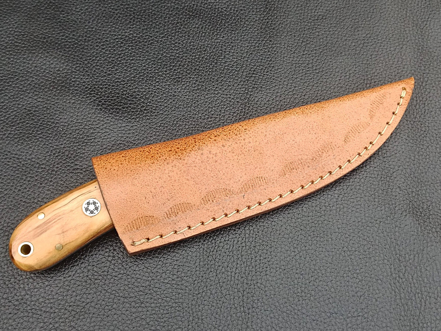SA-1233 DAMASCUS STEEL SKINING KNIFE- DAMASCUS STEEL BOLSTERS