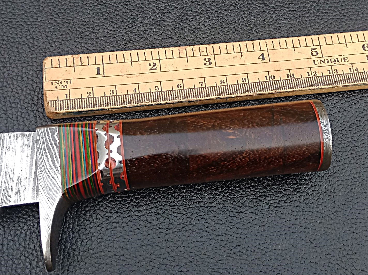 Damascus Steel Bowie-Rosewood Handle-Damascus Steel Clip-SA-1276