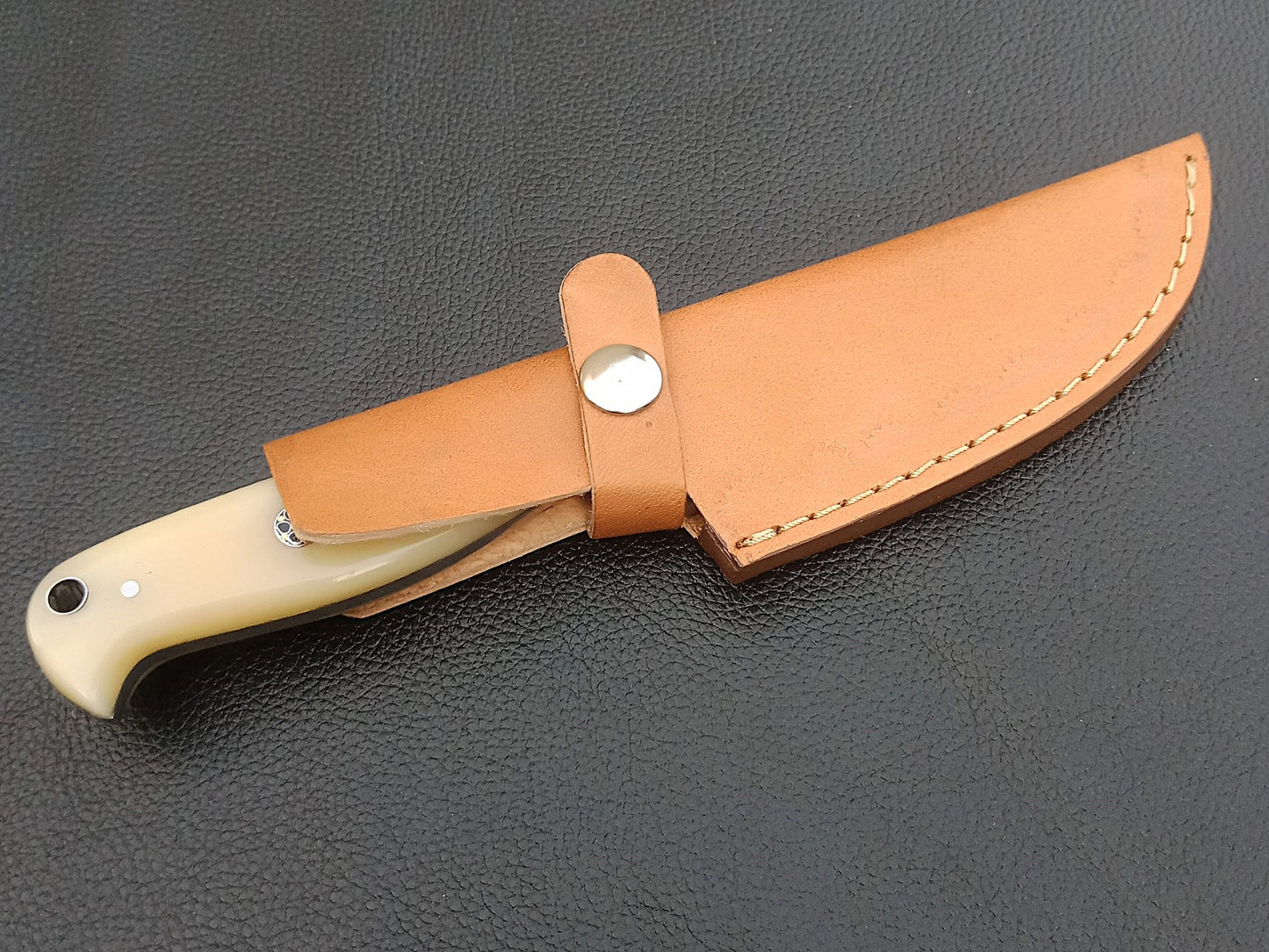 SA-1222 DAMASCUS STEEL SKINING KNIFE-STAINLESS STEEL BOLSTERS