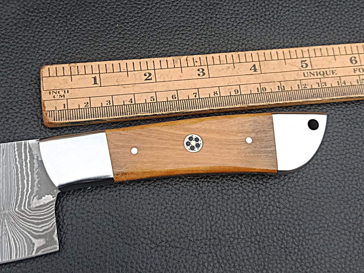 Damascus Steel Kitchen Chef Knife-Olive wood handle-Stainless Steel Bolsters-SA-1251