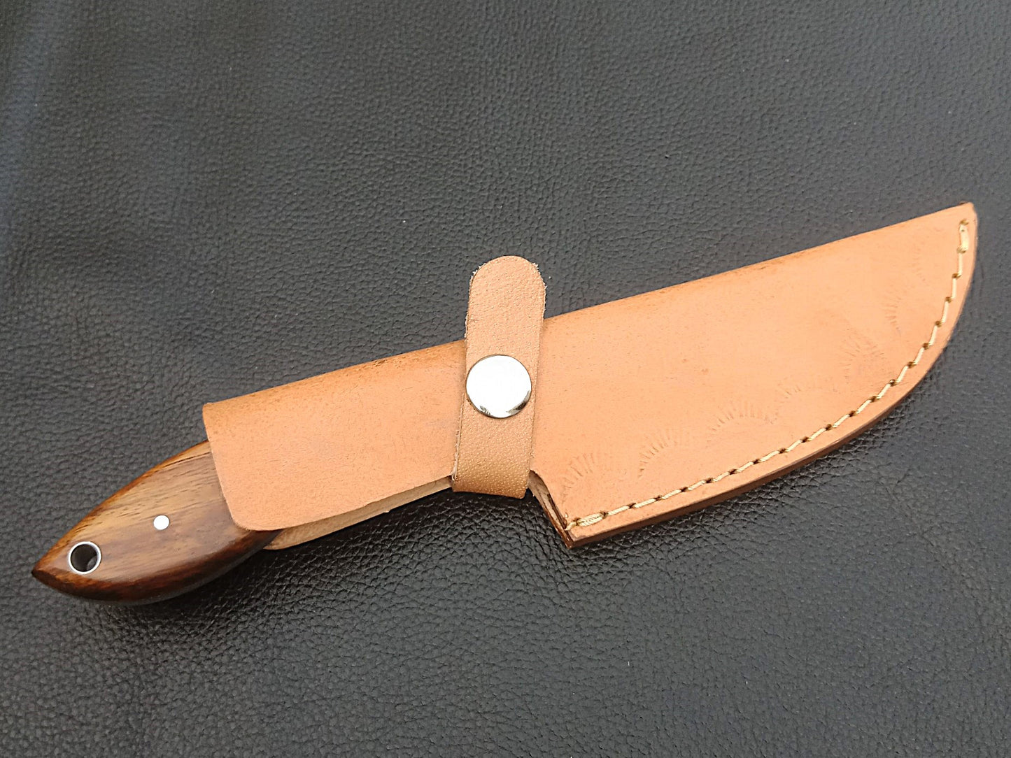 SA-1402 DAMASCUS STEEL SKINING KNIFE- DAMASCUS STEEL BOLSTERS