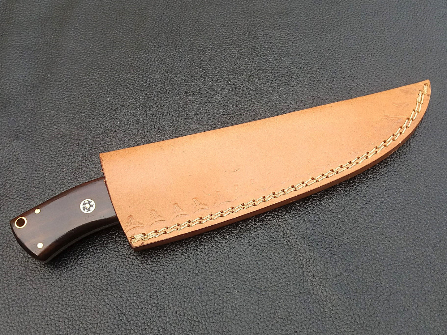 SA-1230 DAMASCUS STEEL SKINING KNIFE-STAINLESS STEEL BOLSTERS
