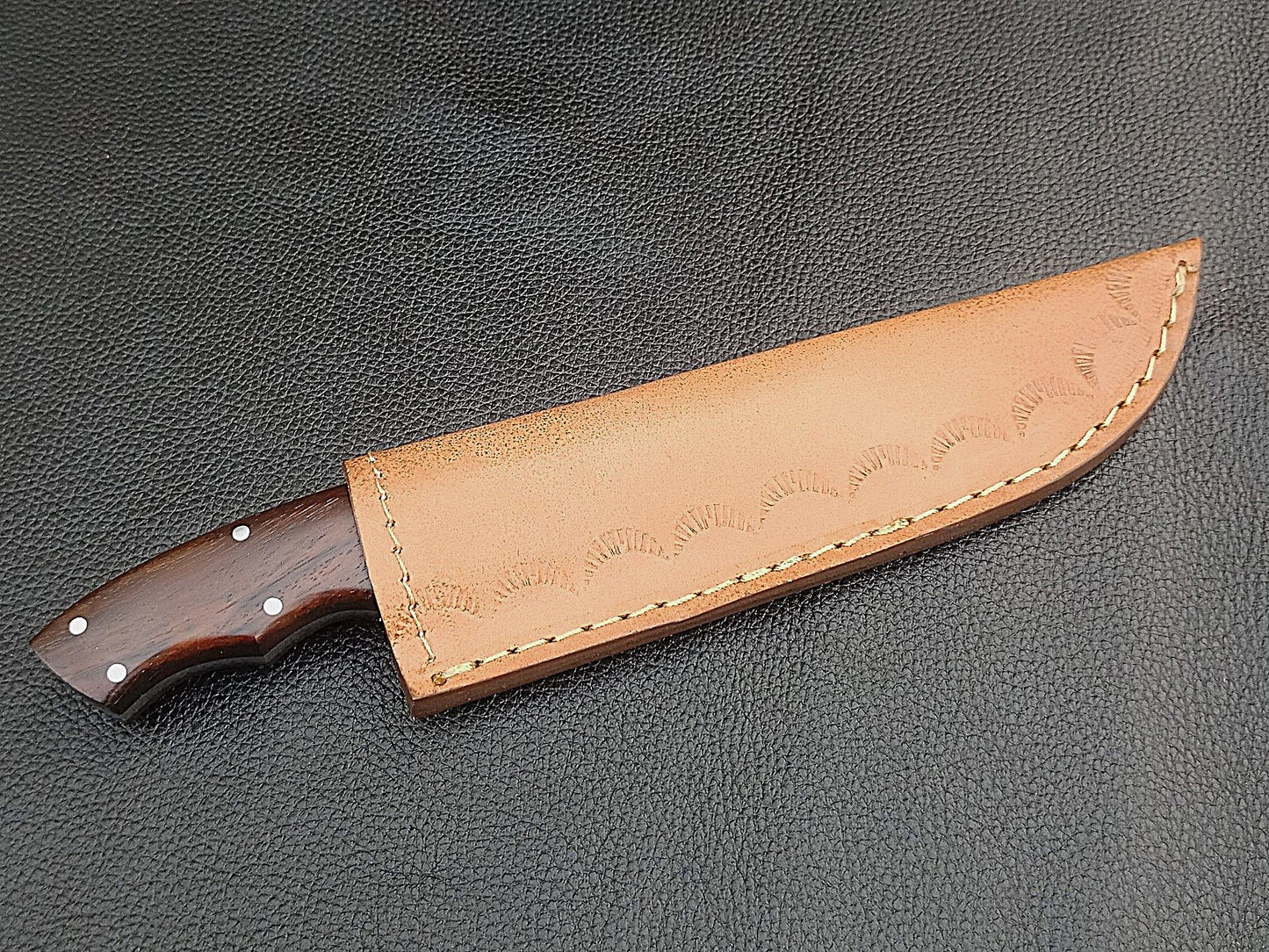 SA-1242 DAMASCUS STEEL SKINING KNIFE- STAINLESS STEEL BOLSTERS