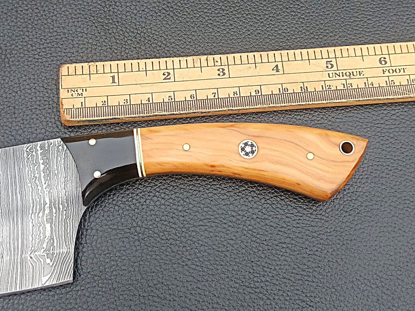 Damascus Steel Kitchen Chef Clever-Olive wood handle-Black Horn Bolsters-SA-1261
