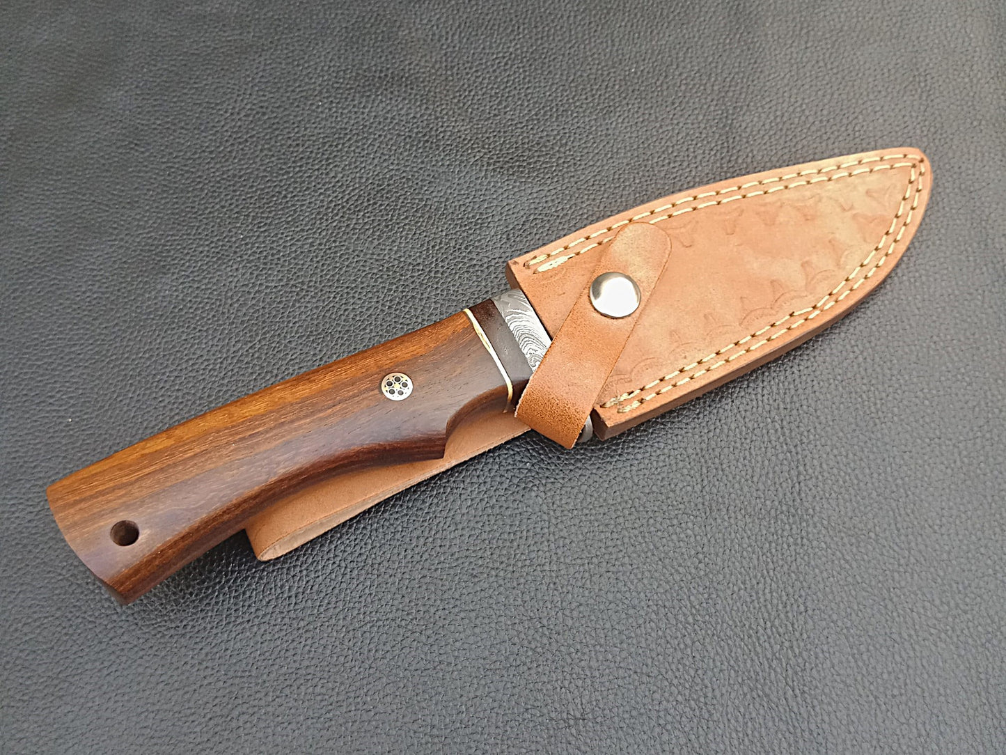 SA-1238 DAMASCUS STEEL SKINING KNIFE- DAMASCUS STEEL BOLSTERS