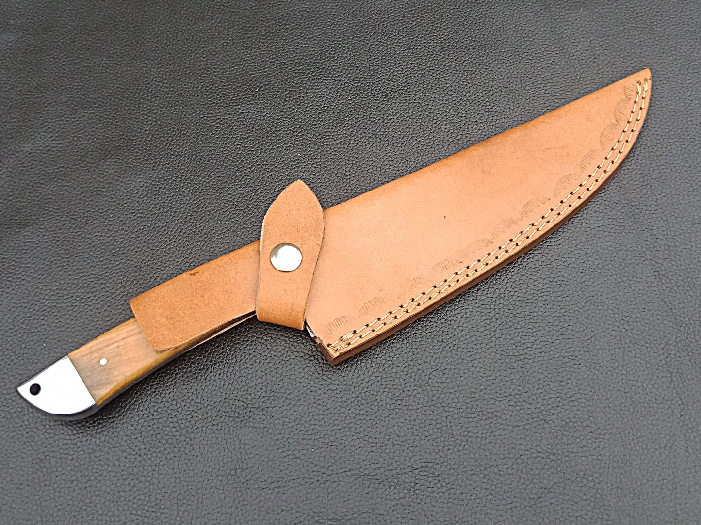 Damascus Steel Kitchen Chef Knife-Olive wood handle-Stainless Steel Bolsters-SA-1251