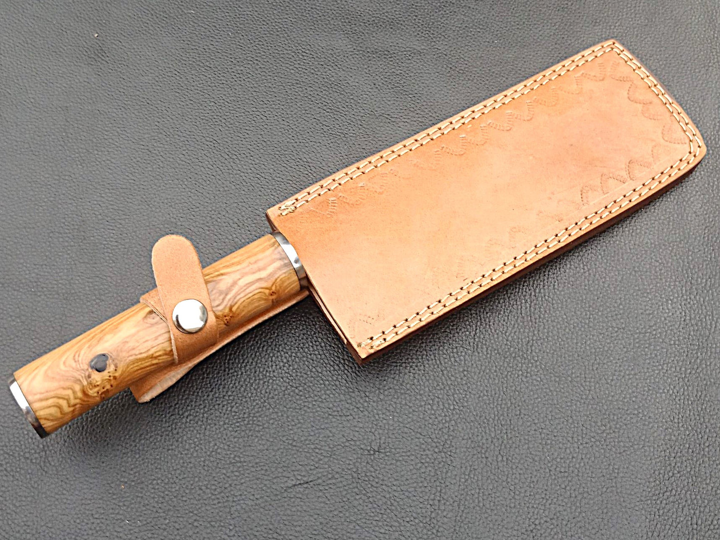 Damascus Steel Kitchen Chef Clever-Olive wood handle-Stainless Steel Clips-SA-1262