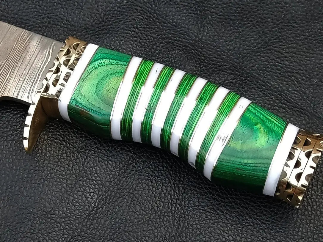 BOWIE GREEN & GREY WOODEN SHEET WITH DAMASCUS BLADE SA04-G - Bowie