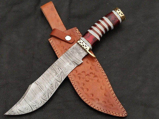 BOWIE RED WOODEN SHEET WITH DAMASCUS BLADE SA04-R-S - Bowie