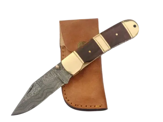 Handmade Damascus Steel Folding Knife-B548 - Knife