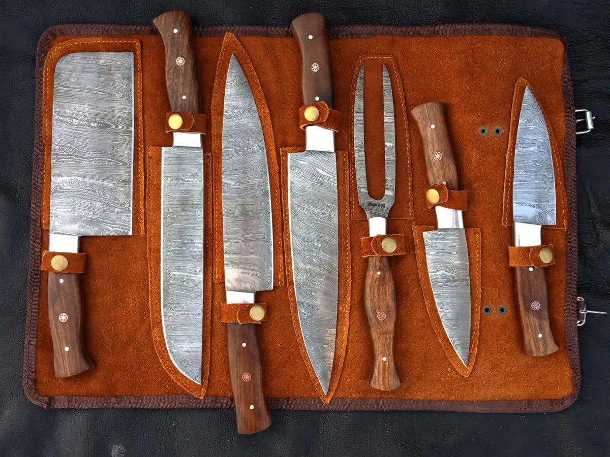 Handmade Damascus Steel Chef’s Kitchen Cutlery Set-SA50- Rosewood - Set