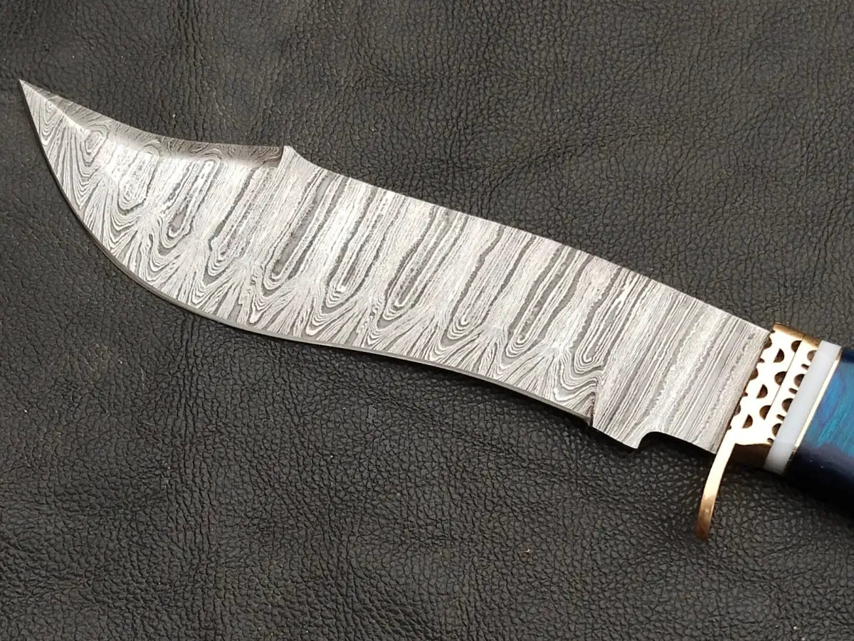 Damascus Steel Bowie-Blue Colour-SA04-B - Bowie
