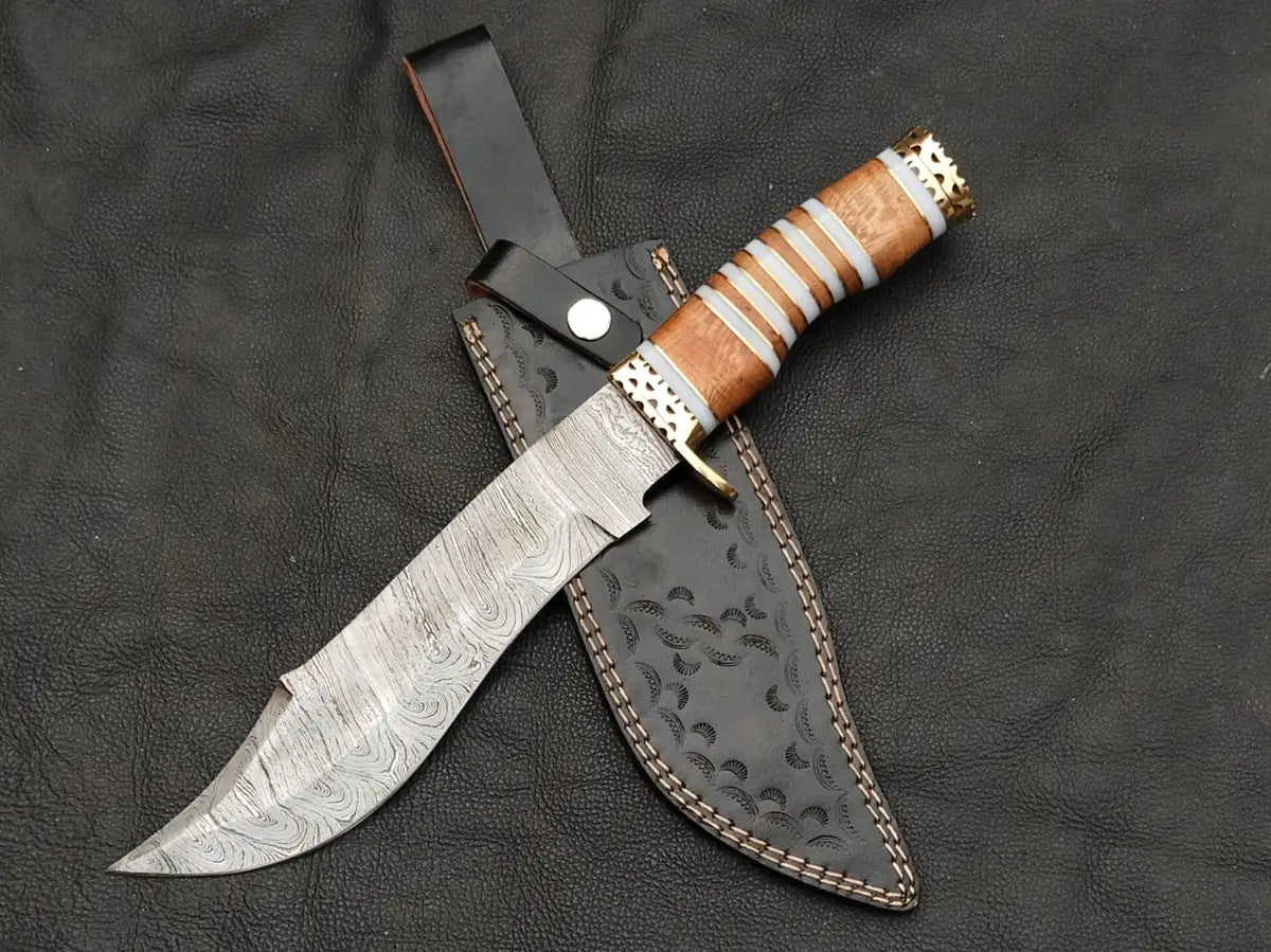 Damascus Steel Bowie-Kachnaar Wood Handle-SA04-K - Bowie