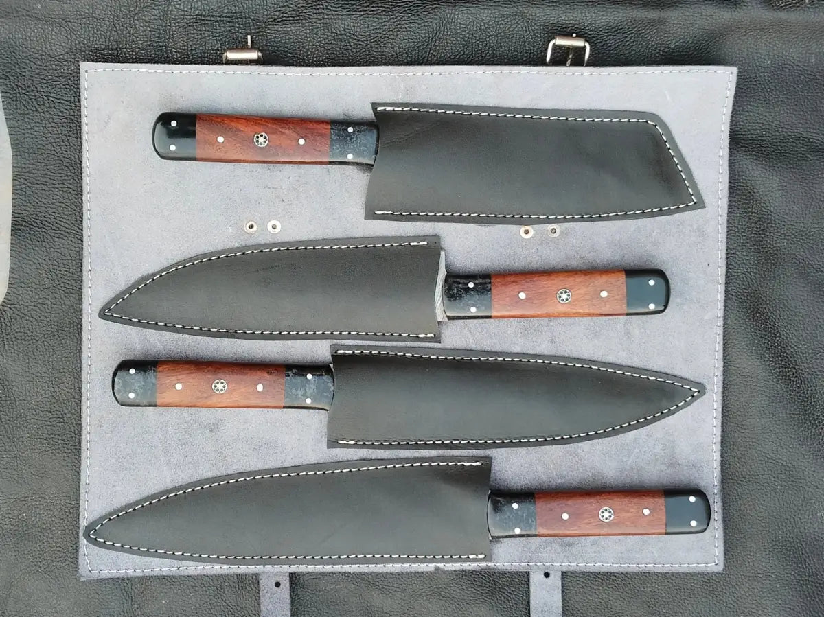 DAMASCUS STEEL CHET SET WITH ROSEWOOD HANDLE (SAK-5587) - Chef’s Kitchen Cutlery Set