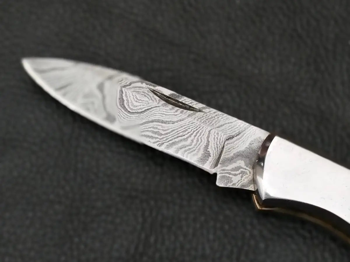 Damascus Steel Folding Knife-Stainless Bolsters-SA105-RE - pocket knife