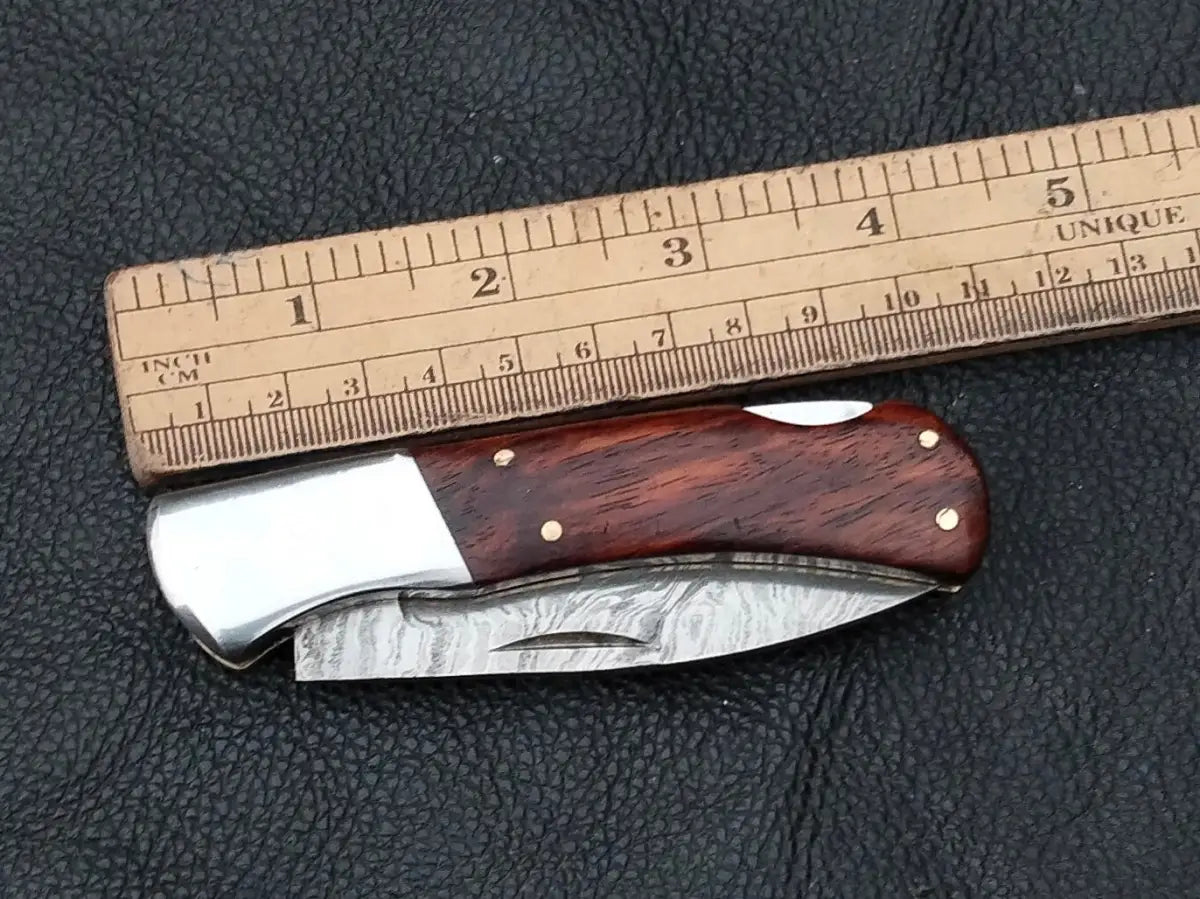 Damascus Steel Folding Knife-Stainless Bolsters-SA106-RE - Knife