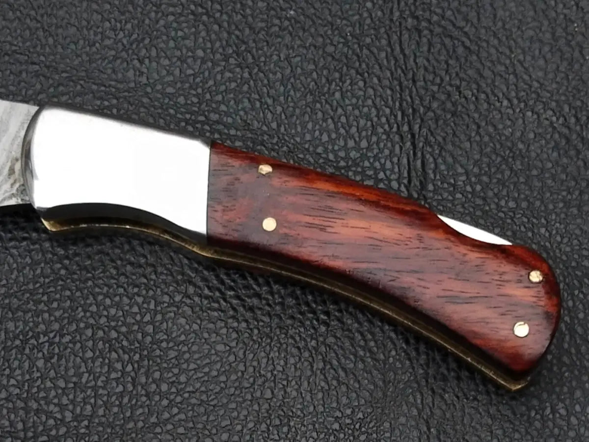 Damascus Steel Folding Knife-Stainless Bolsters-SA106-RE - Knife