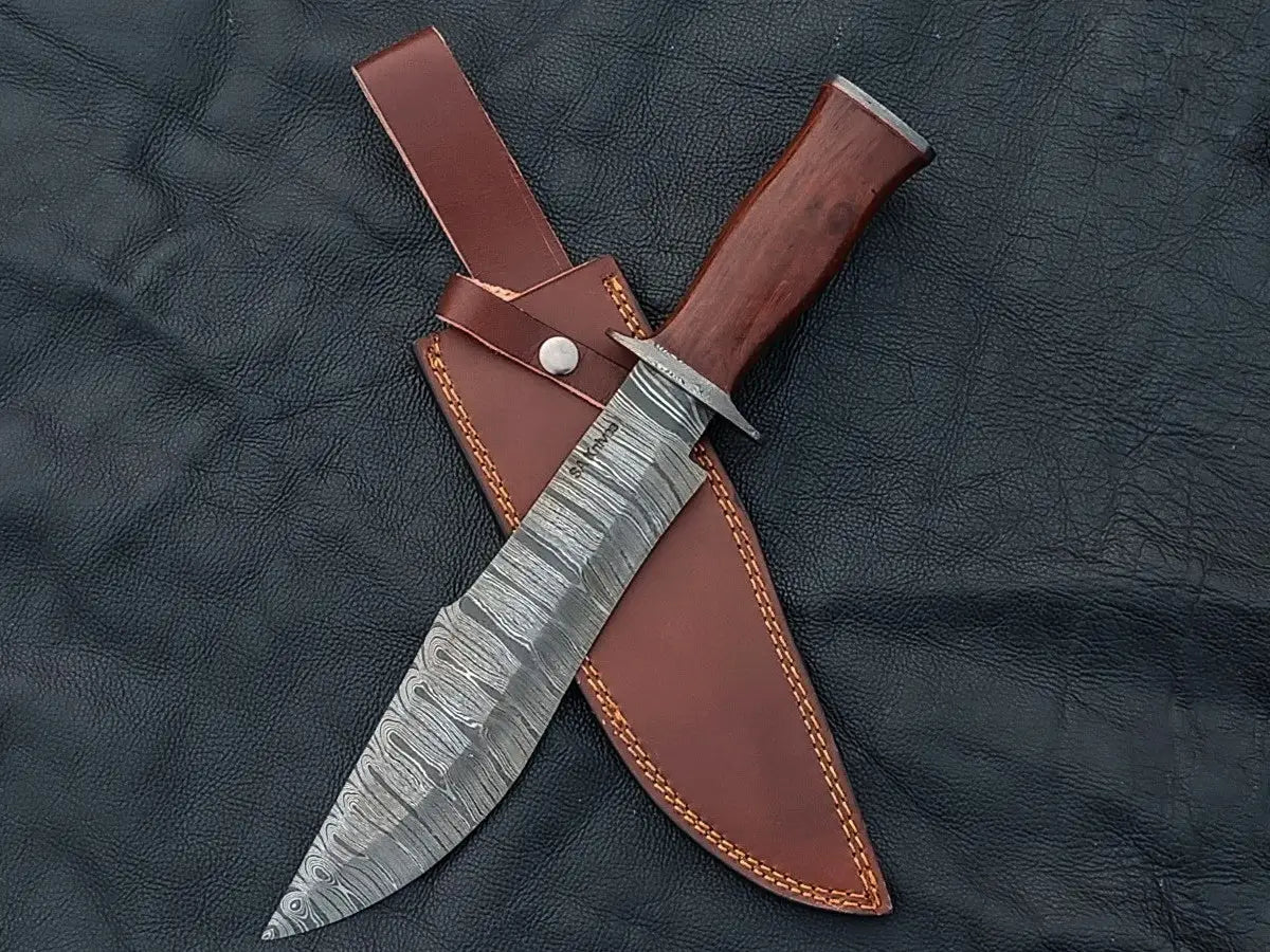 Handmade Damascus Steel Bowie Knife SAB007 with leather sheath for stunning craftsmanship