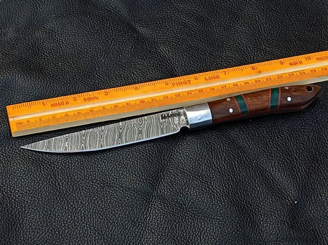 Damascus Steel knife with rosewood epoxy handle for bird and trout fishing SABT-004-RE