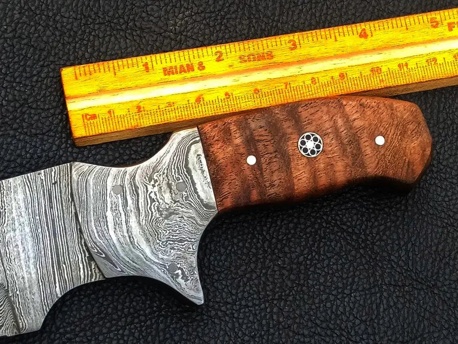 Handmade Damascus Steel Bush Tracker Knife-C190 with a graceful wooden handle