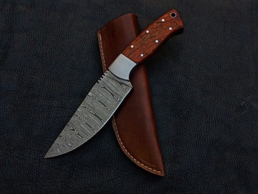 Handmade Damascus Steel Knife with Wooden Handle - Durable Damascus Steel Knife C248