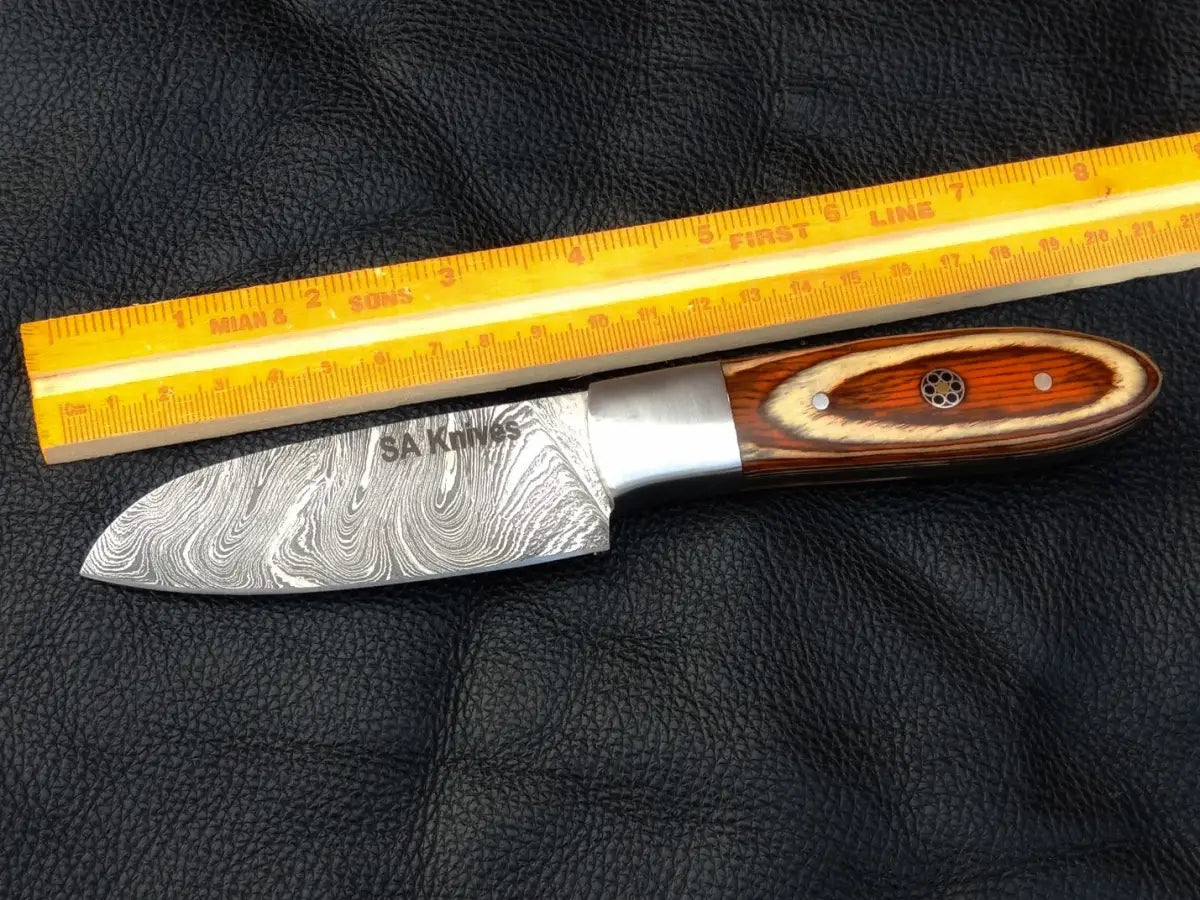 Damascus steel white skinning knife with wooden handle SAK001 for precision cutting