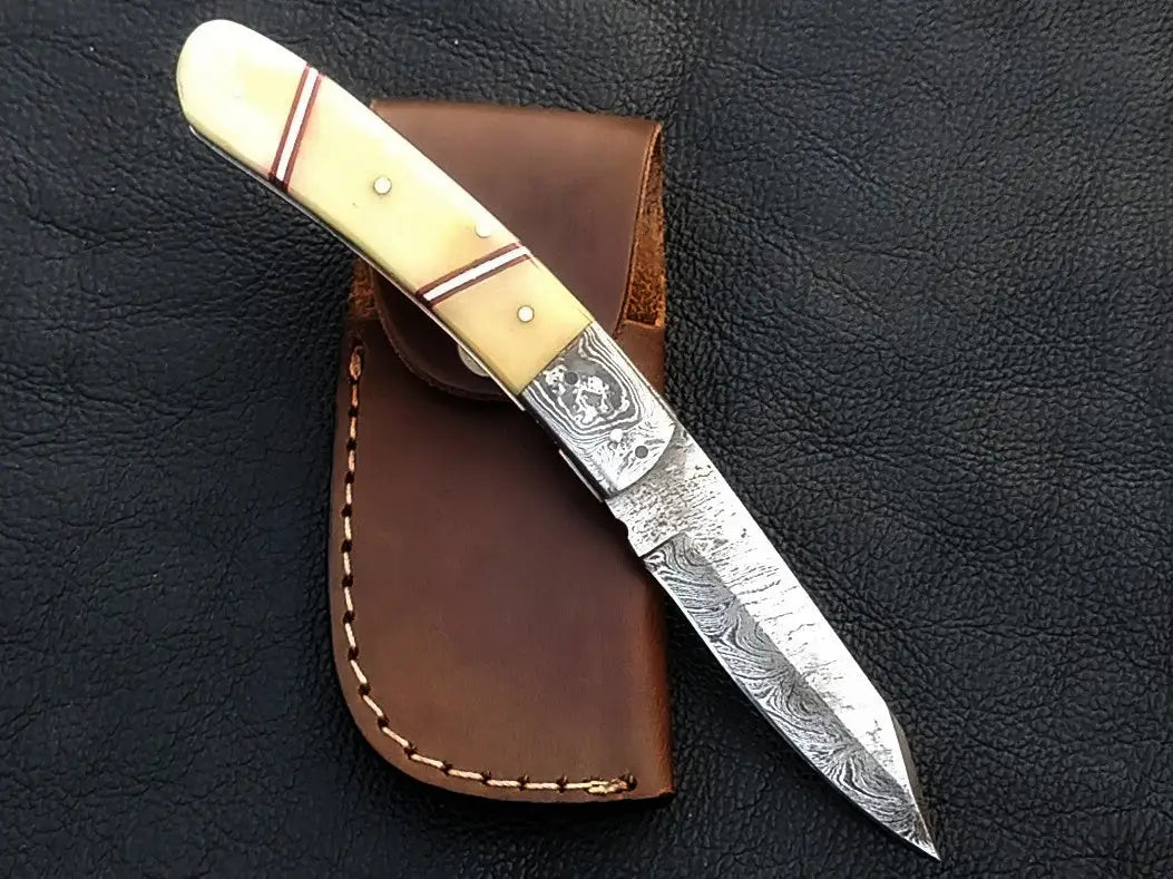 Handmade Damascus Steel Folding Knife -C170 - pocket knife