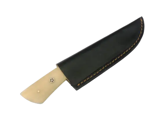 Handmade Damascus Steel Hunting Knife with Black and Yellow Handles