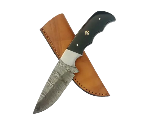 Handmade Damascus Steel Hunting Knife B533 with Leather Sheath