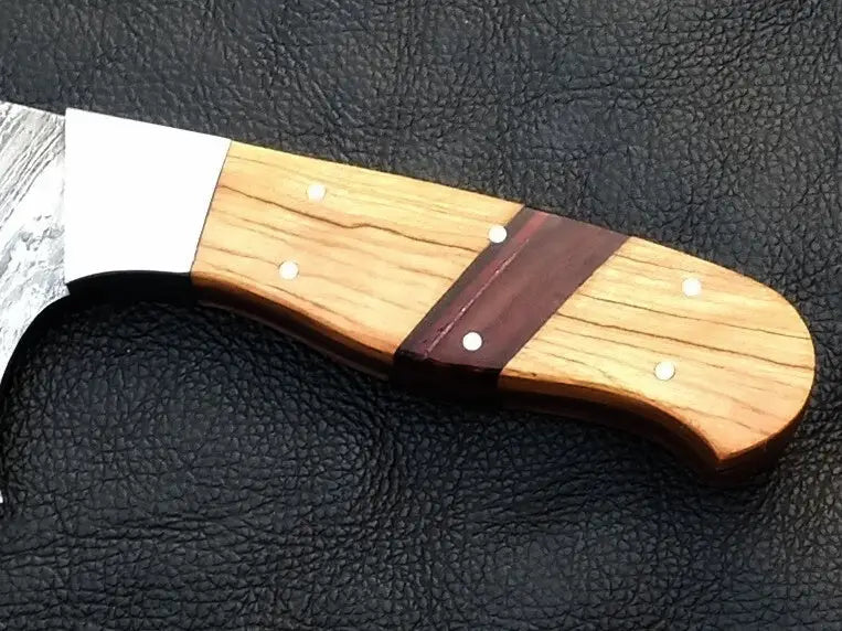 Handmade Damascus Steel Chef’s Cleaver with handcrafted wooden handle design