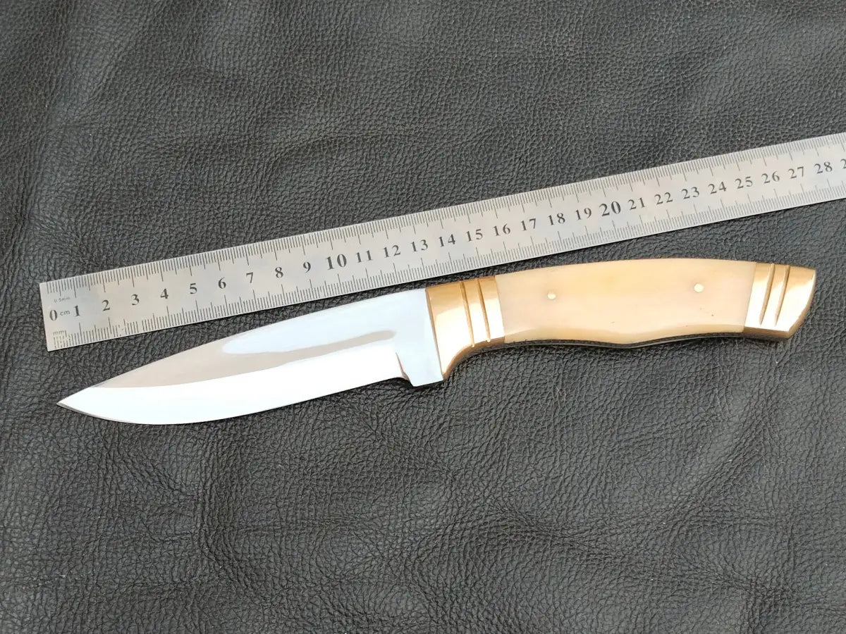 HUNTING KNIFE BLACK CAMEL BONE HANDLE D2 BLADE SA117-C - Hunting & Survival Knives