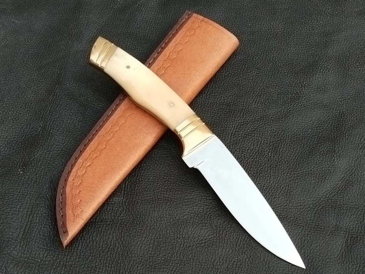 HUNTING KNIFE BLACK CAMEL BONE HANDLE D2 BLADE SA117-C - Hunting & Survival Knives