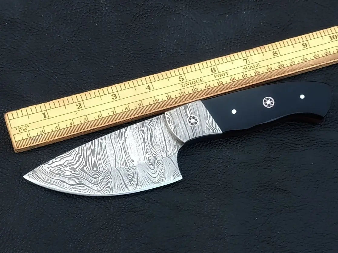 Damascus Steel Skinner Knife-C93 with ruler.