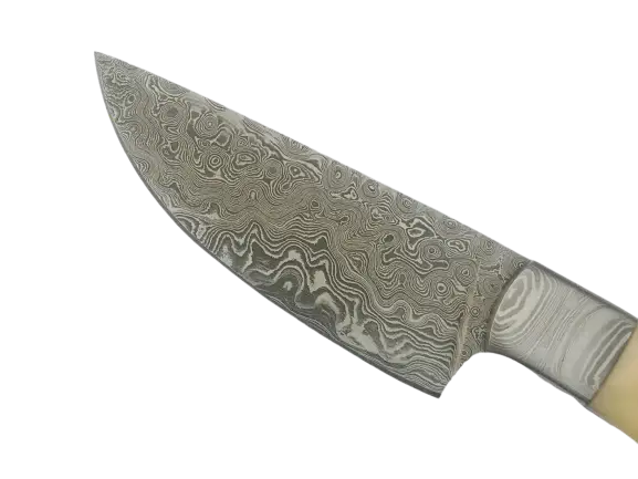 Handmade Damascus Steel Hunting Knife-B544 on white surface.