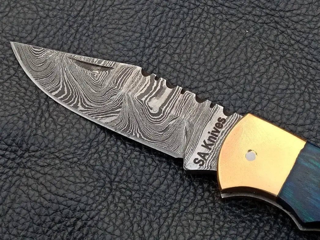 Handmade Damascus Steel Folding Knife-SAF006 - Knife