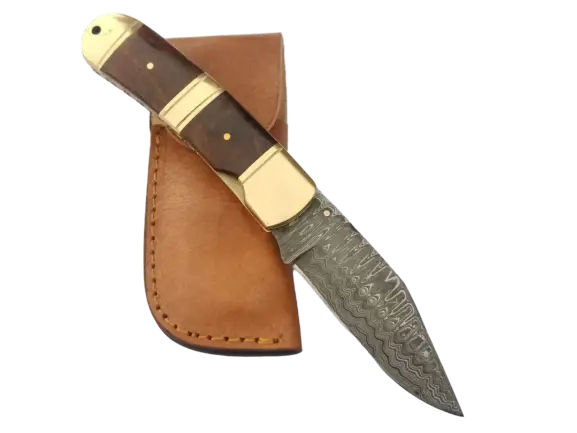 Handmade Damascus Steel Folding Knife-B548 - Knife