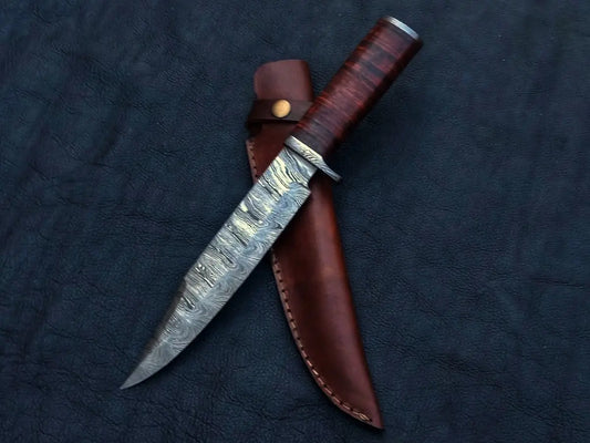 Handmade Damascus Steel Bowie Knife -C144 - knife
