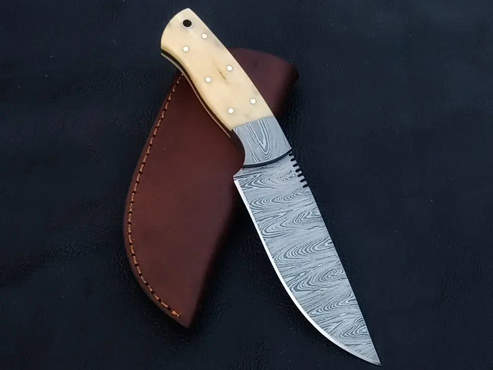 Handmade Damascus Steel Knife with Bone Handle - C236 Artisan Craftsmanship