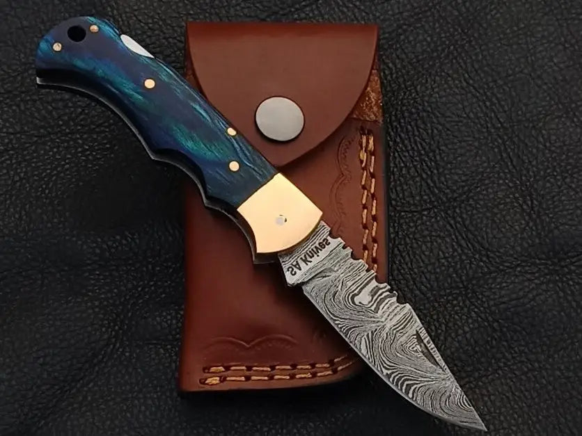 Handmade Damascus Steel Folding Knife-SAF006 - Knife