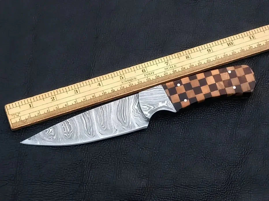 Damascus Steel Hunting Knife-C105 with ruler