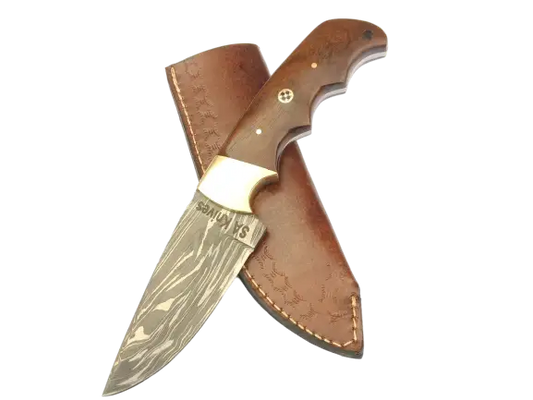 Handmade Damascus Steel Hunting Knife with Sheath - B558