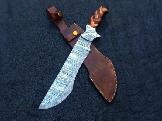 Handmade Damascus Steel Bush Tracker Knife-C191 - knife
