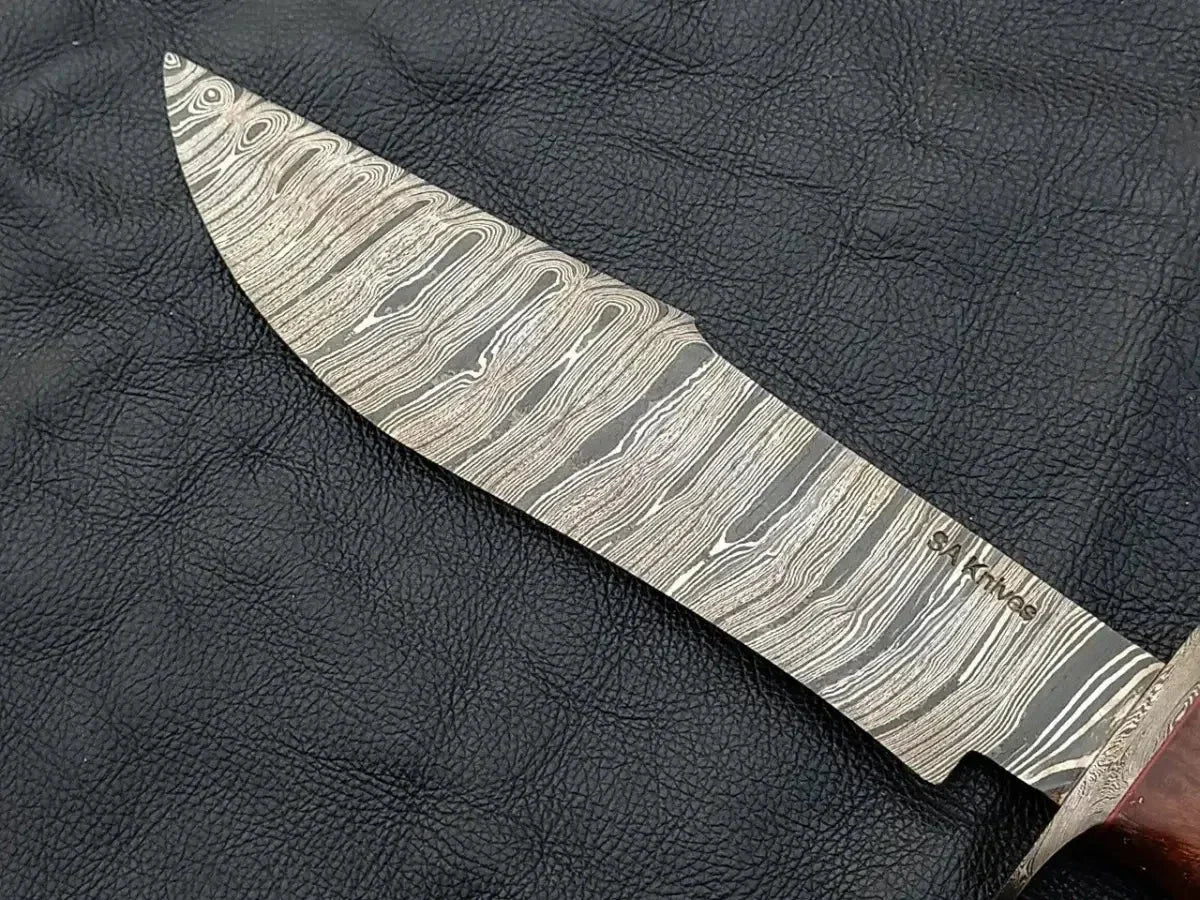 Handmade Damascus Steel Bowie Knife-SAB007 with intricate Damascus steel blade design