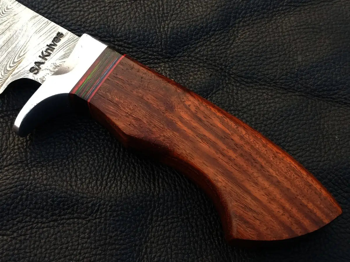 Handmade Damascus Steel Bowie Knife with Wooden Handle SAB008 for collectors and chefs