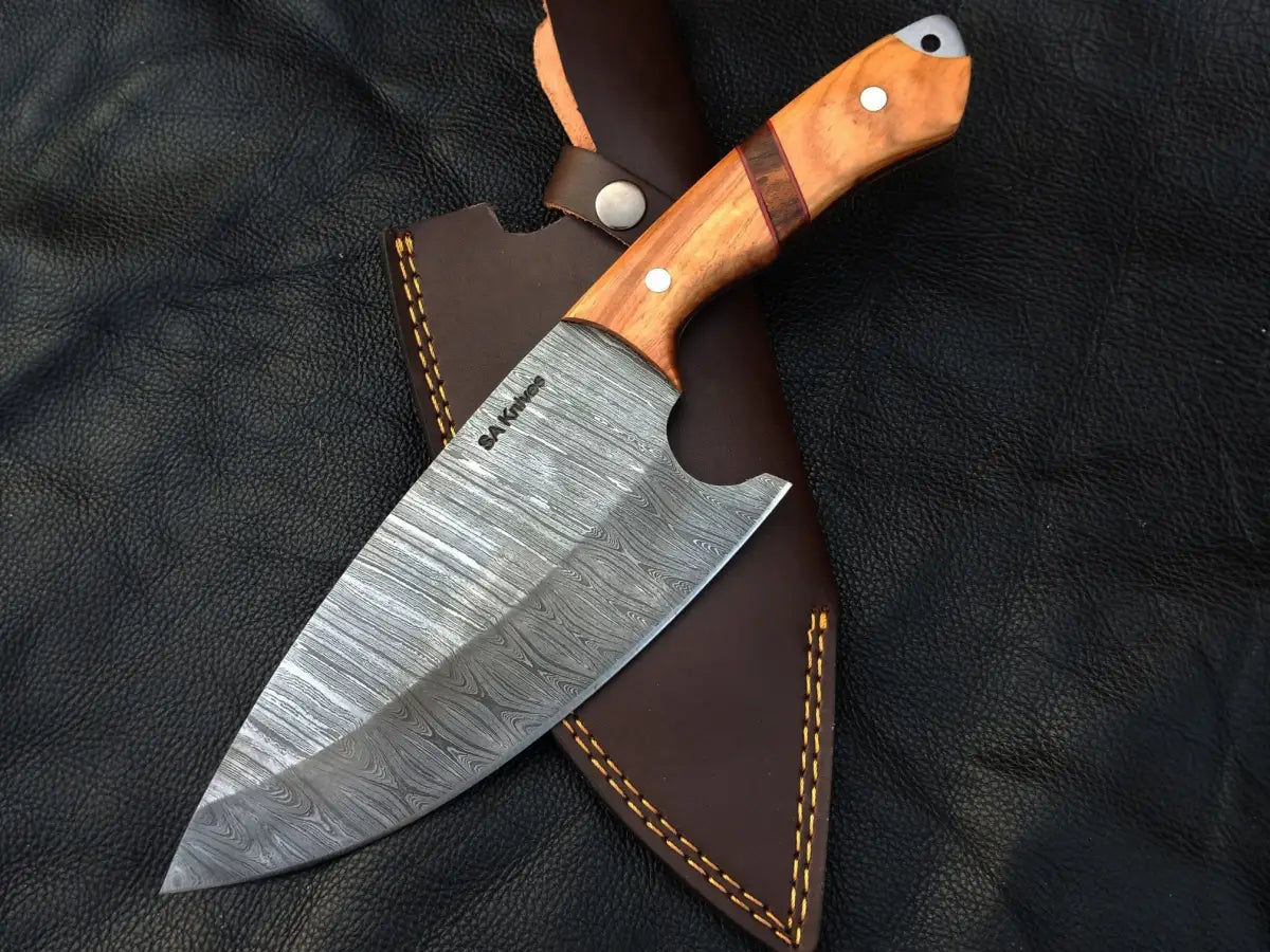 Damascus Steel Chefs Cleaver-SAC002 Olivewood - Chef’s Knife