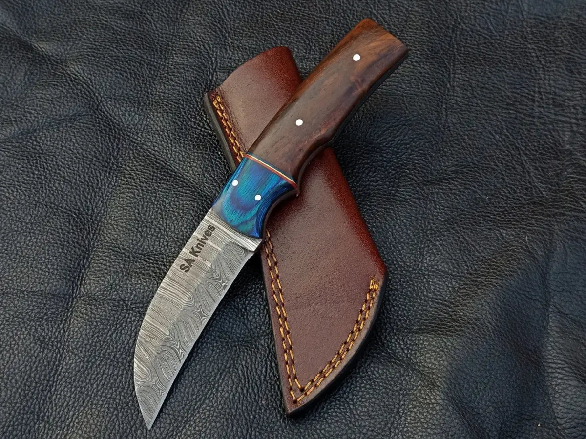 Rosewood Handle & Blue Grey Skinning Knife SAK008