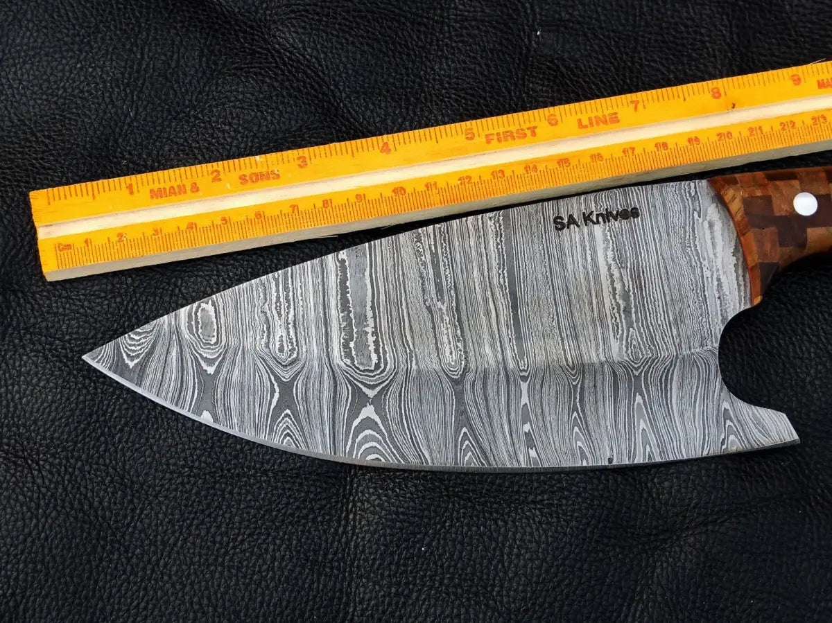 Damascus Steel Chefs Cleaver-SAC003 Checkered Square - Chef’s Knife