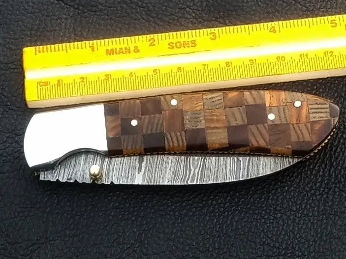 Handmade Damascus Steel Folding Knife -C166