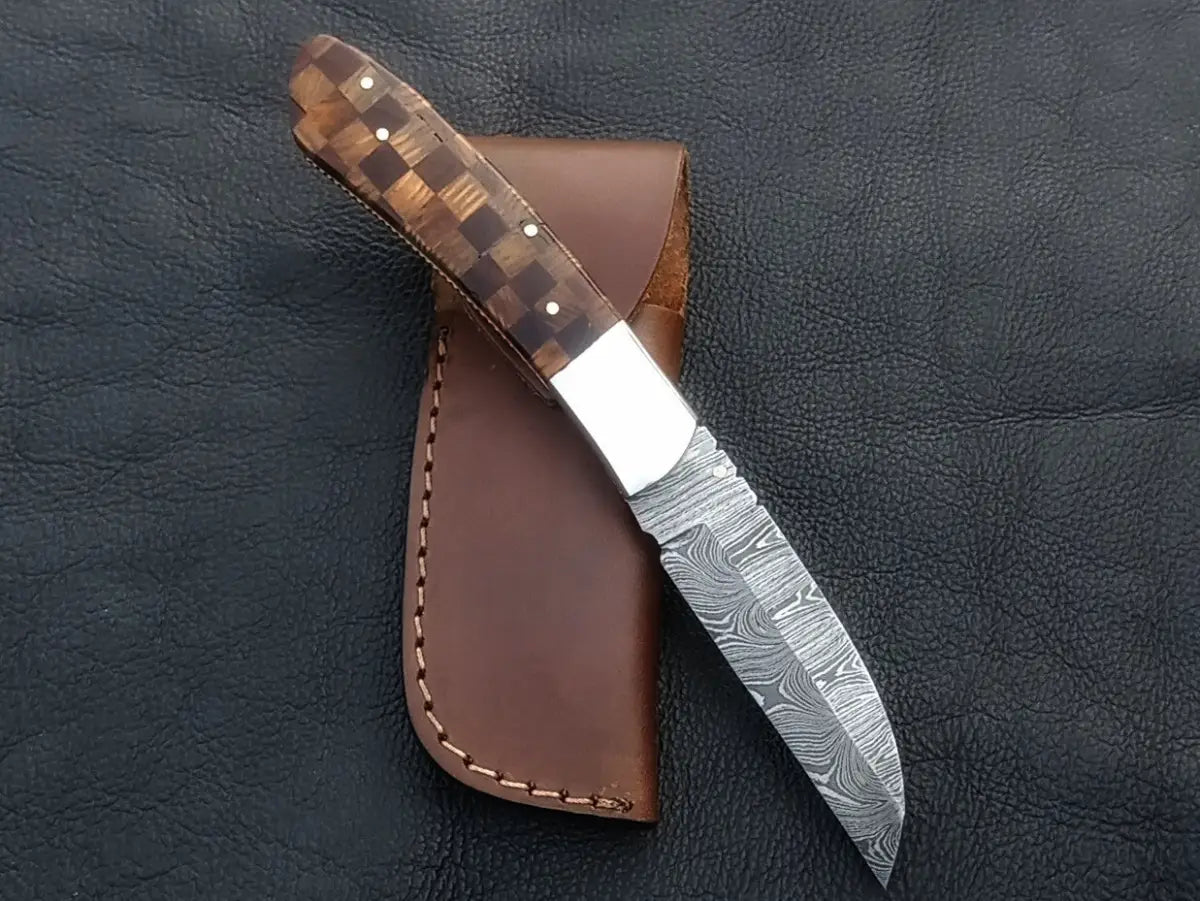 Handmade Damascus Steel Folding Knife -C166